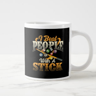 I Beat People with A Stick - Billiards 8 Ball Large Coffee Mug