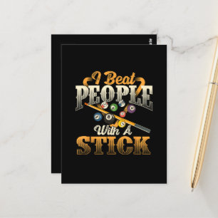 I Beat People with A Stick - Billiards 8 Ball Postcard