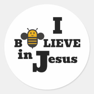 I Bee-lieve in Jesus Kids Christian  Classic Round Sticker