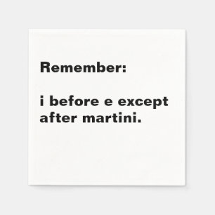 i Before e cocktail napkin