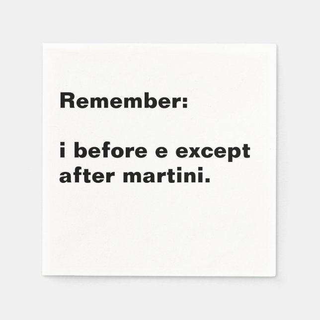 i Before e cocktail napkin (Front)