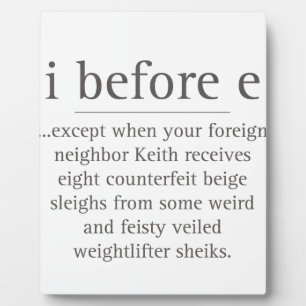 I Before E Except After Parody Humour Teacher Plaque