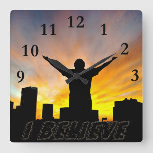 I Believe#2_ Square Wall Clock