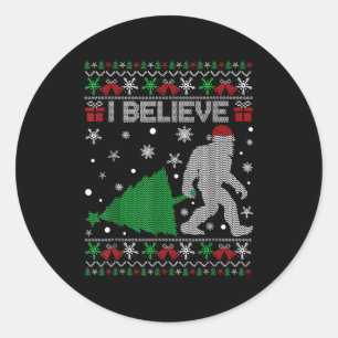 I Believe Big Foot Sasquatch Christmas Classic Round Sticker