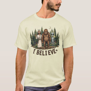 I Believe Bigfoot Jesus Alien Funny Cryptid T-Shirt