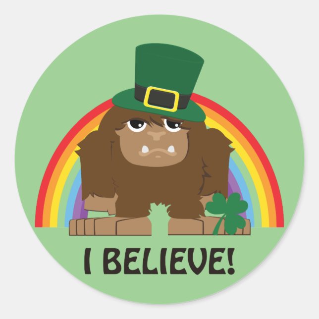 I Believe! Bigfoot Leprechaun Classic Round Sticker (Front)