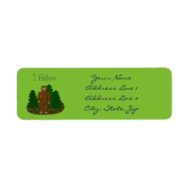 I Believe- Bigfoot - Personalise Return Address Label (Front)