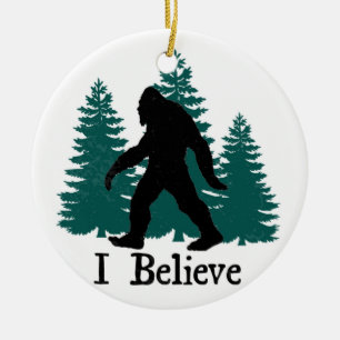 I Believe Bigfoot & Trees Ceramic Tree Decoration