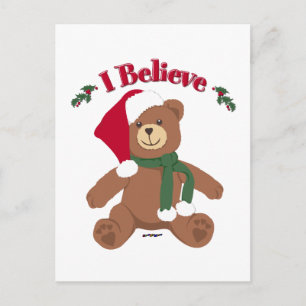 I Believe! Christmas Teddy Bear Holiday Postcard