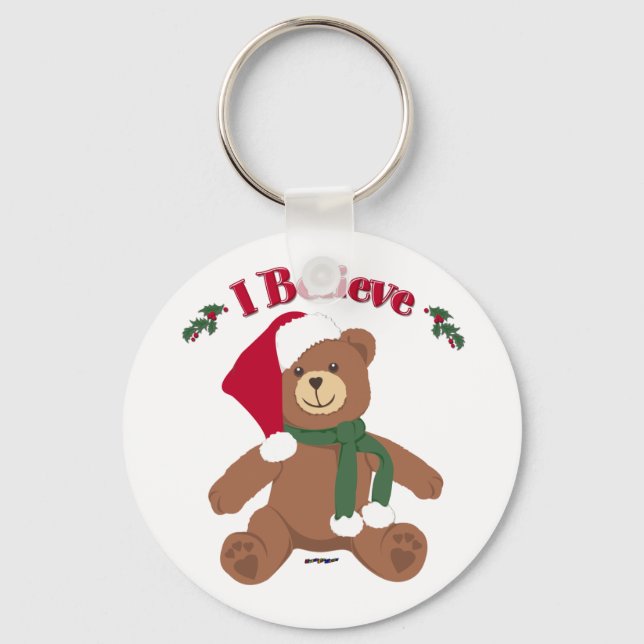 I Believe! Christmas Teddy Bear Key Ring (Front)