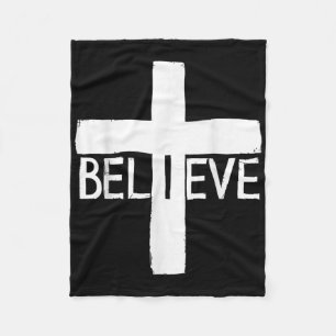 I Believe Cross God Jesus Religious Faith Christia Fleece Blanket