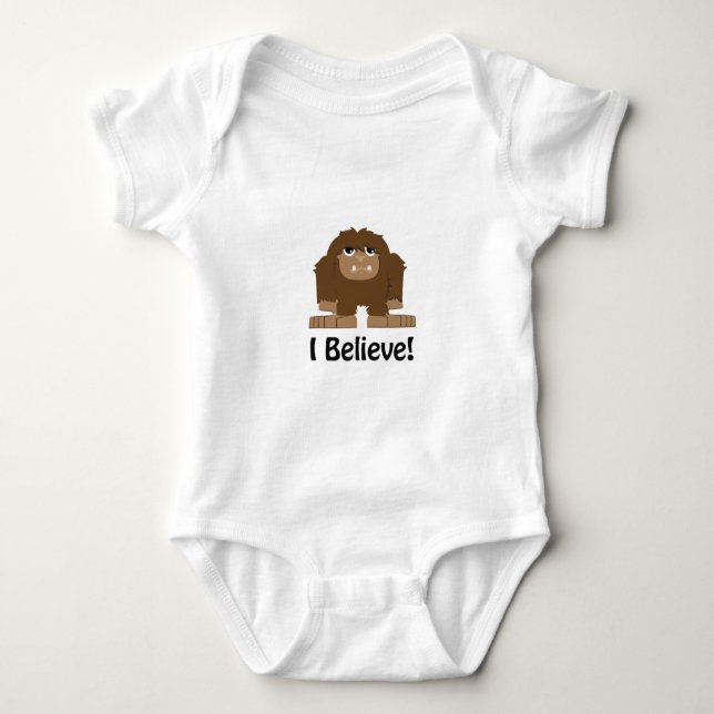 I Believe! Cute bigfoot Baby Bodysuit (Front)