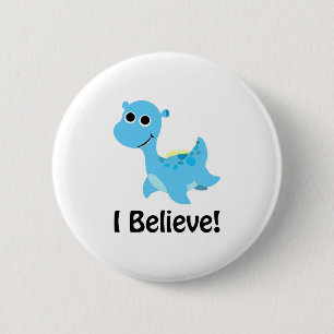 I Believe! Cute Blue Nessie 6 Cm Round Badge