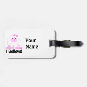 I Believe Cute Cartoon Girl Yeti Luggage Tag
