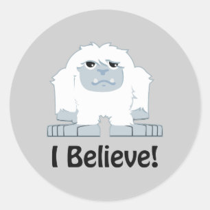 I Believe! Cute Yeti Classic Round Sticker