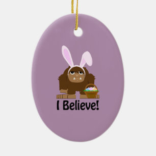 I Believe! Easter Bigfoot Ceramic Tree Decoration