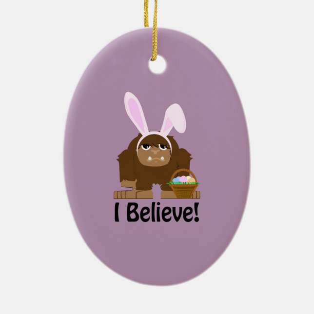 I Believe! Easter Bigfoot Ceramic Tree Decoration (Back)