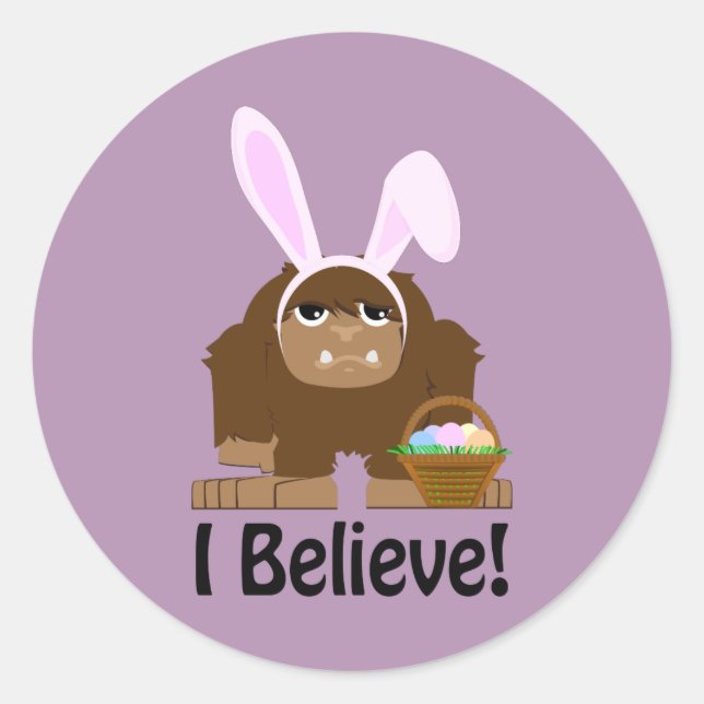 I Believe! Easter Bigfoot Classic Round Sticker (Front)