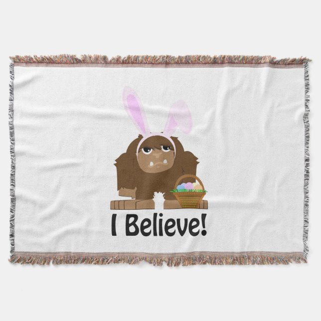 I Believe! Easter Bigfoot Throw Blanket (Front)