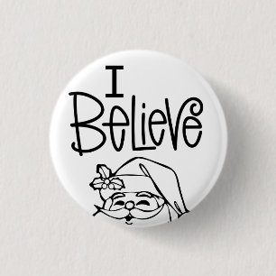 I Believe Father Christmas Peeping Santa 3 Cm Round Badge