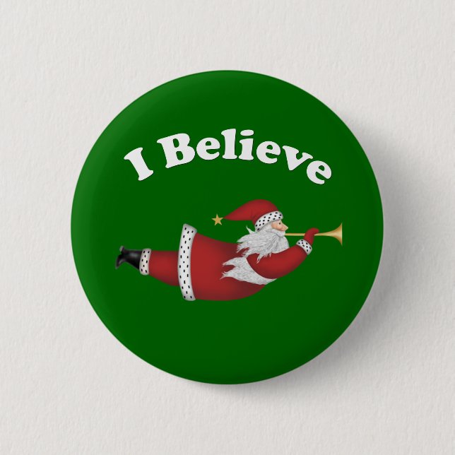 I Believe Flying Santa 6 Cm Round Badge (Front)