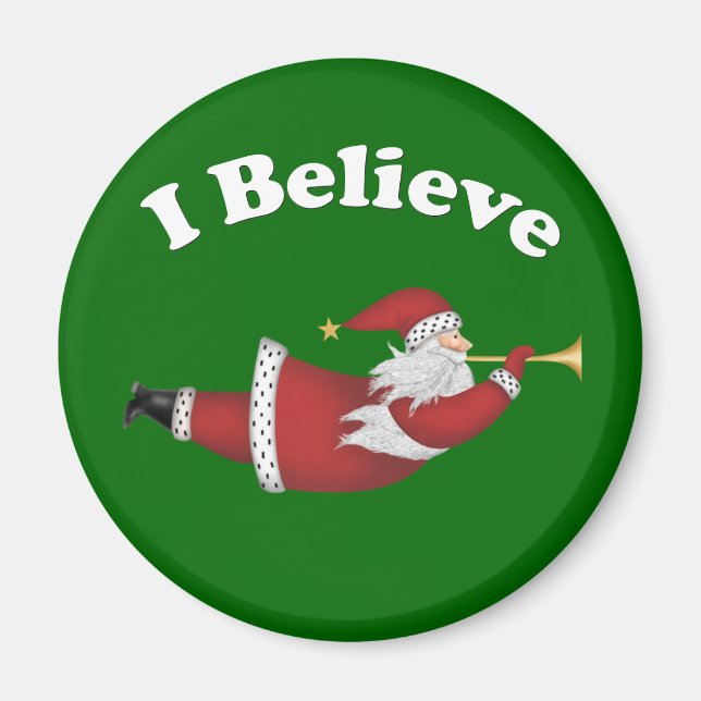 I Believe Flying Santa Magnet (Front)
