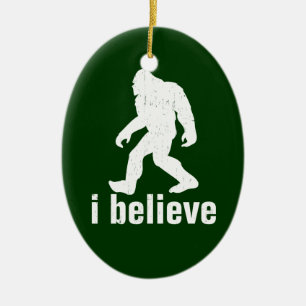 I Believe - green and white Ceramic Tree Decoration