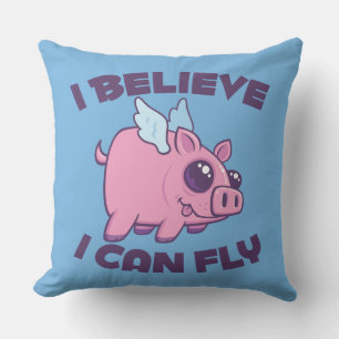 I Believe I Can Fly Cute Kawaii Piggy Cushion