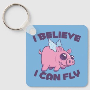 I Believe I Can Fly Cute Kawaii Piggy Key Ring