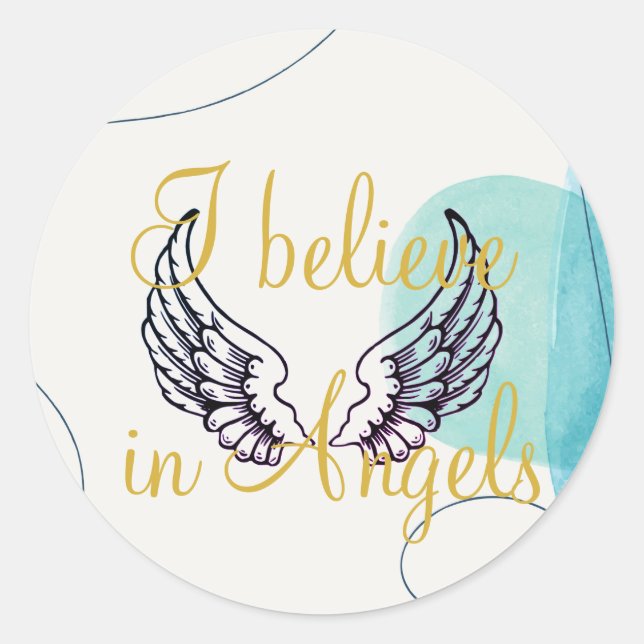 I Believe in Angels Abstract Back Classic Round Sticker (Front)
