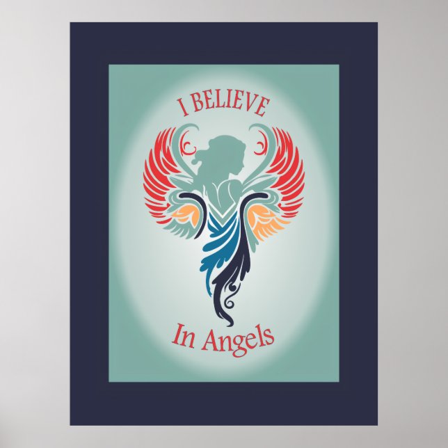 I believe in Angels Wood Topped Wall Tapestry Poster (Front)