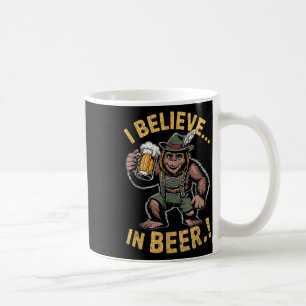 I Believe In Beer Funny Bigfoot Lederhosen Joke  Coffee Mug