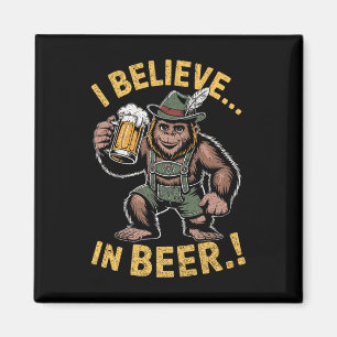 I Believe In Beer Funny Bigfoot Lederhosen Joke Pr Magnet