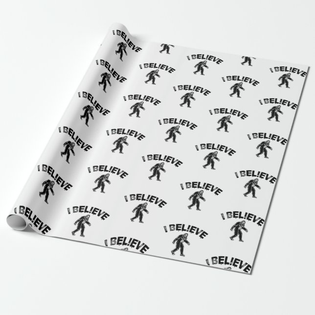 I Believe in Bigfoot Wrapping Paper (Unrolled)