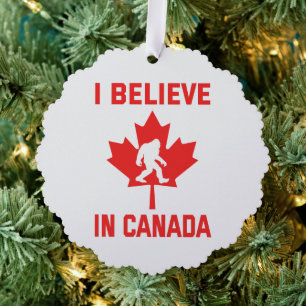 I Believe In Canada - Funny Bigfoot Tree Decoration Card