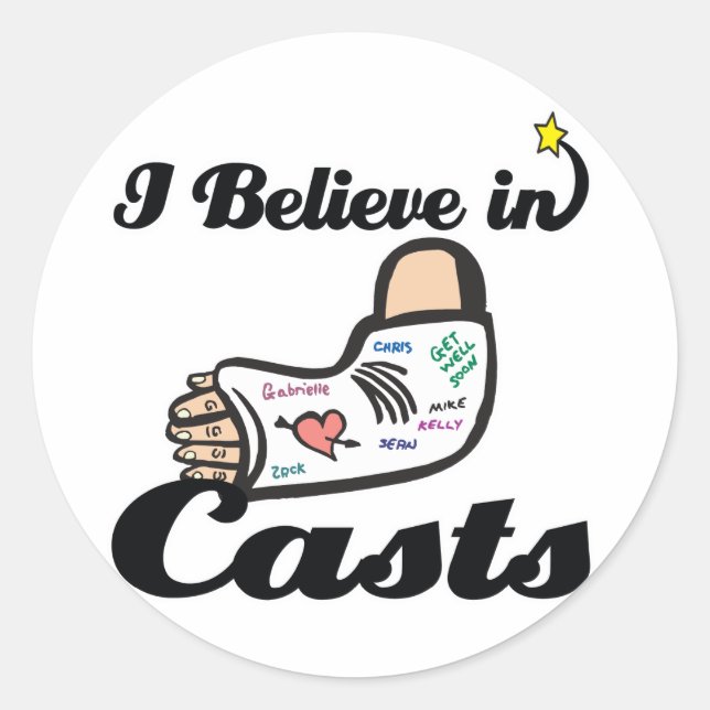i believe in casts classic round sticker (Front)