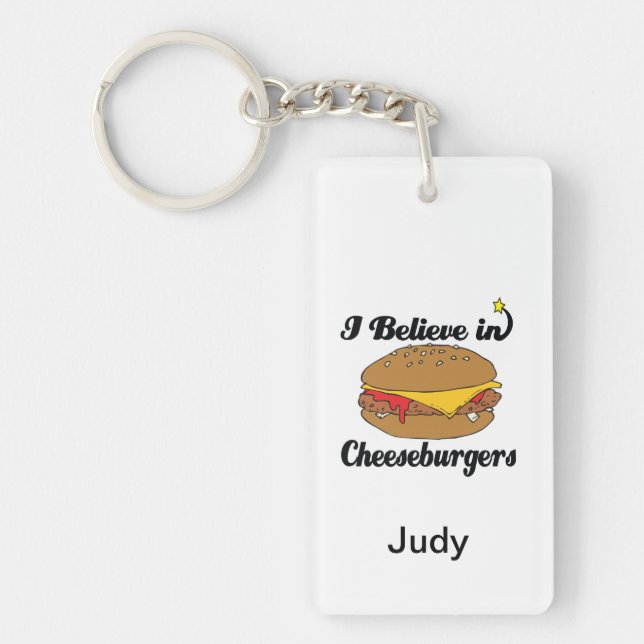 i believe in cheeseburgers key ring (Front)