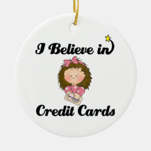i believe in credit cards ceramic tree decoration
