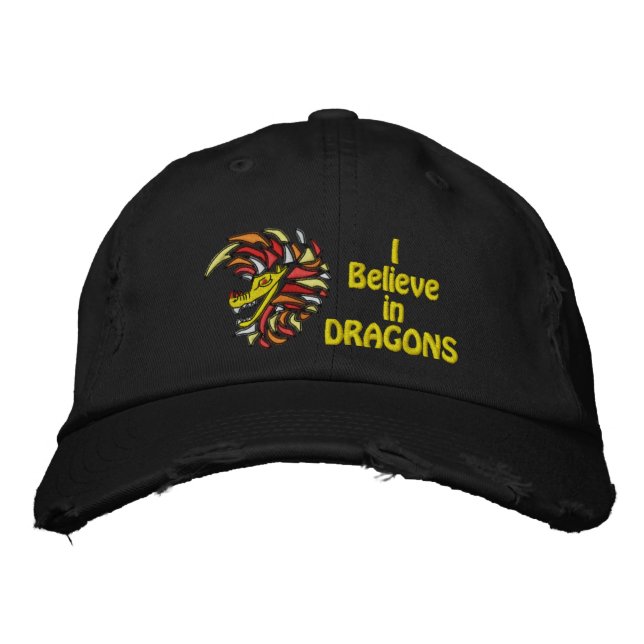 I  believe in dragons embroidered hat (Front)