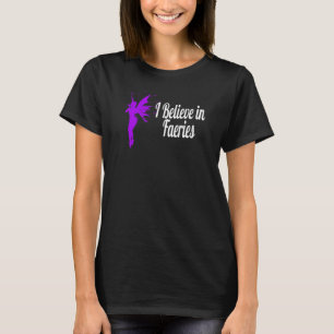 I Believe In Faeries Cute Pink Silhouette Fairy T-Shirt