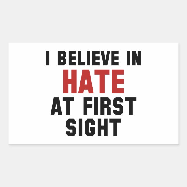 I Believe In Hate At First Sight Rectangular Sticker (Front)