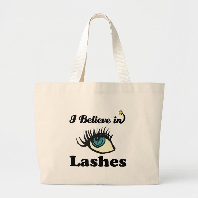 i believe in lashes large tote bag (Front)
