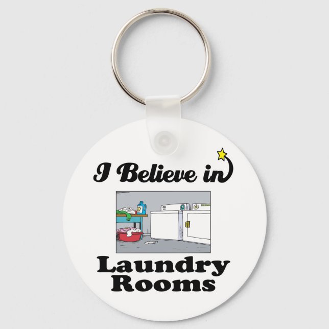 i believe in laundry rooms key ring (Front)