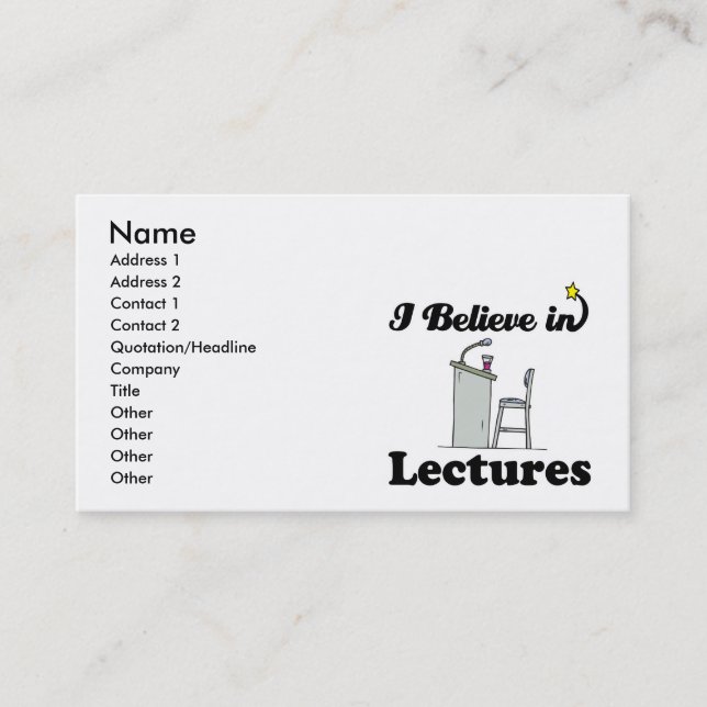 i believe in lectures business card (Front)
