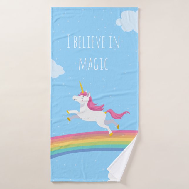 I believe in Magic Rainbow Unicorn Towel Set (Bath Towel)