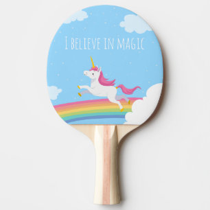 I believe in Magic Unicorn Rainbow Personalised Ping Pong Paddle