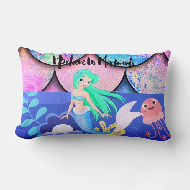 I Believe In Mermaids Lumbar Pillow (Front)