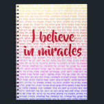I Believe in Miracles Hanukkah Notebook<br><div class="desc">Show what the holiday is all about! Celebrate the miracles of Hanukkah with this fantastically colorful design! The prayer Al-Ha-Nisim which is recited during Hanukkah makes a bold statement and an inspiration for noting down thoughts, prayers, and memories.
Pssst- it's also a great gift idea!</div>