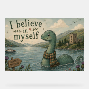 I believe in myself whimsical Loch Ness Monster Acrylic Sign