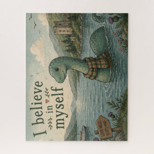 I believe in myself whimsical Loch Ness Monster Jigsaw Puzzle